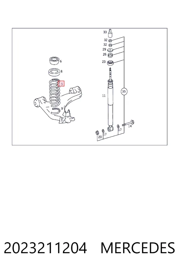Пружина передня A2023211204 Mercedes