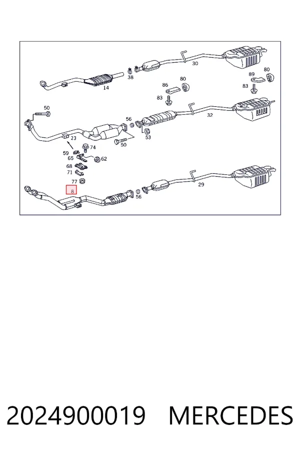 A2024900019 Mercedes Штани глушника передні