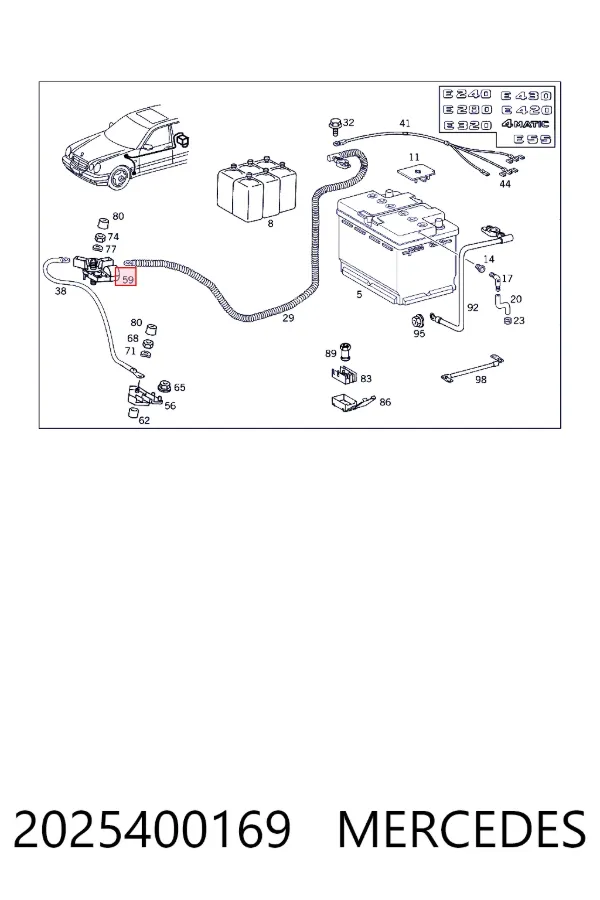 Купити A2025400169 Mercedes Колодка сполучна плюсового кабелю