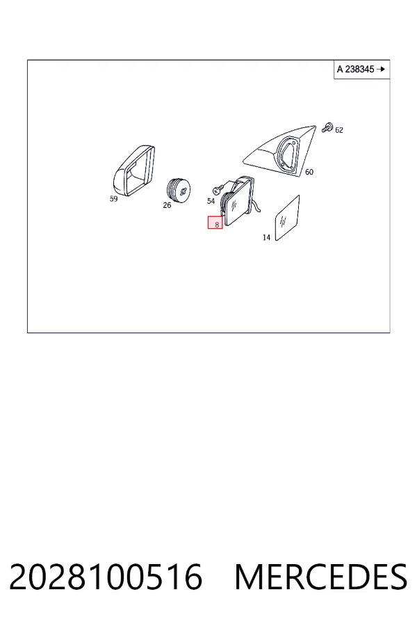 A2028100516 Mercedes Корпус дзеркала заднього виду, лівого