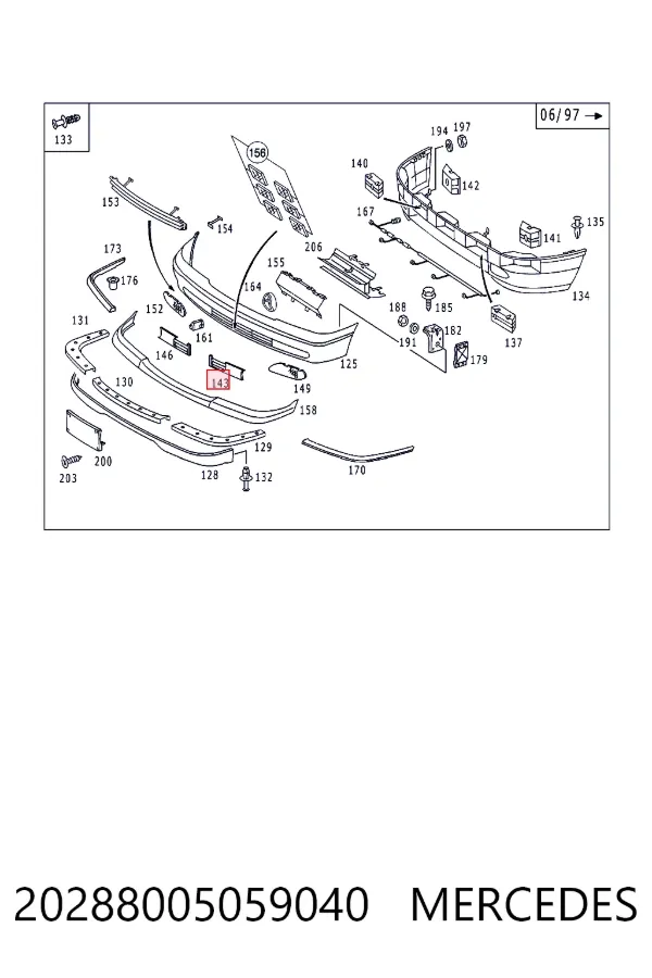Решітка переднього бампера, ліва Mercedes A2028800505 ціна, від 6.93 USD
