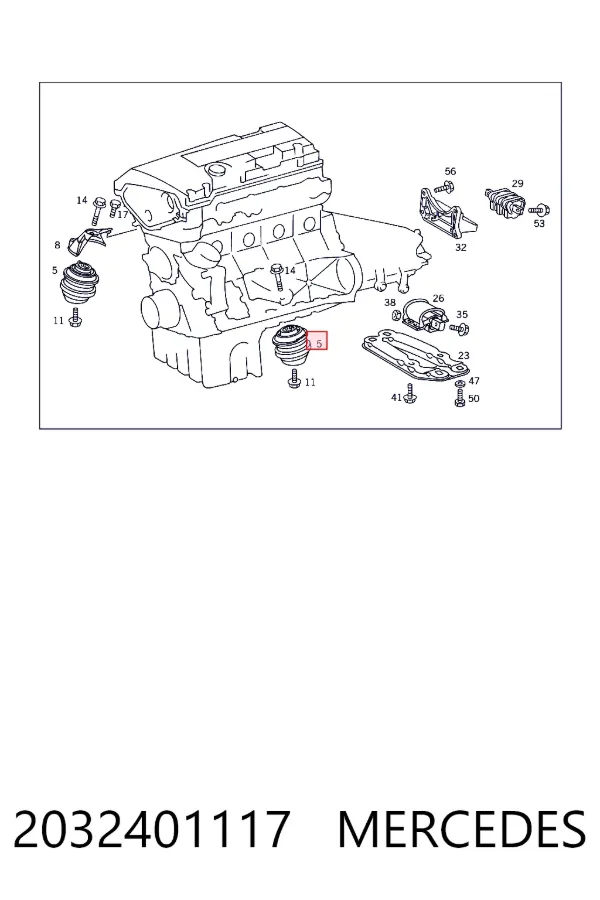 Права опора двигуна Mercedes A2032401117