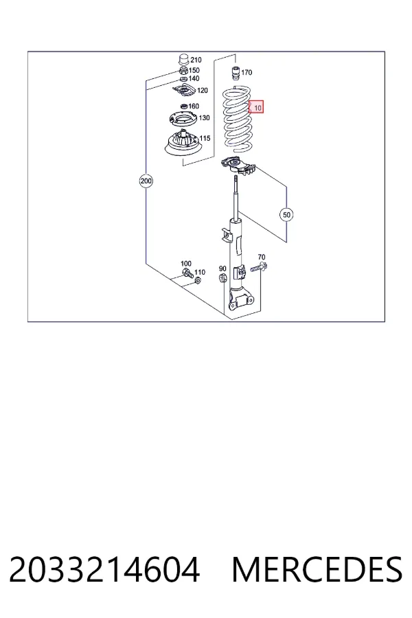 Пружина передня A2033214604 Mercedes
