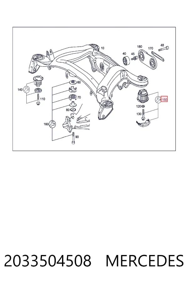Сайлентблок задньої балки/підрамника Mercedes A2033504508 ціна, від 29.84 USD