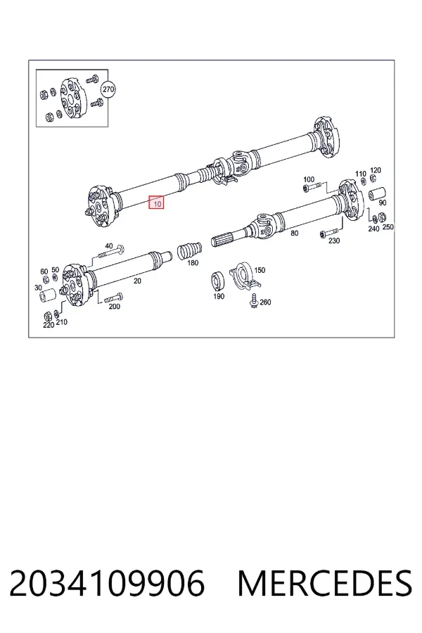Купити A2034109906 Mercedes Кардан задній