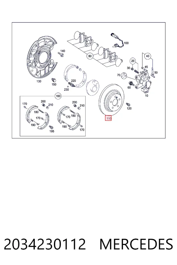 Диск гальмівний задній Mercedes A2034230112