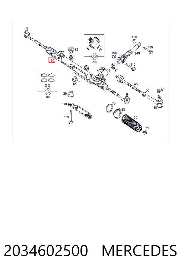 Кермова рейка Mercedes A2034602500