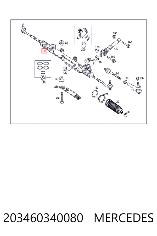Купити A2034603400 Mercedes Рульова рейка