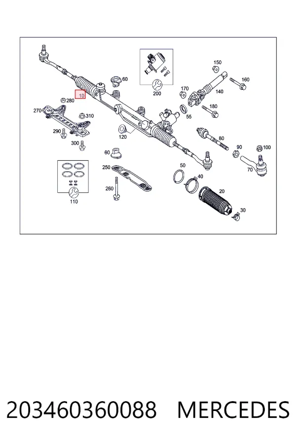 A2034603600 Mercedes Рейковий рульовий механізм