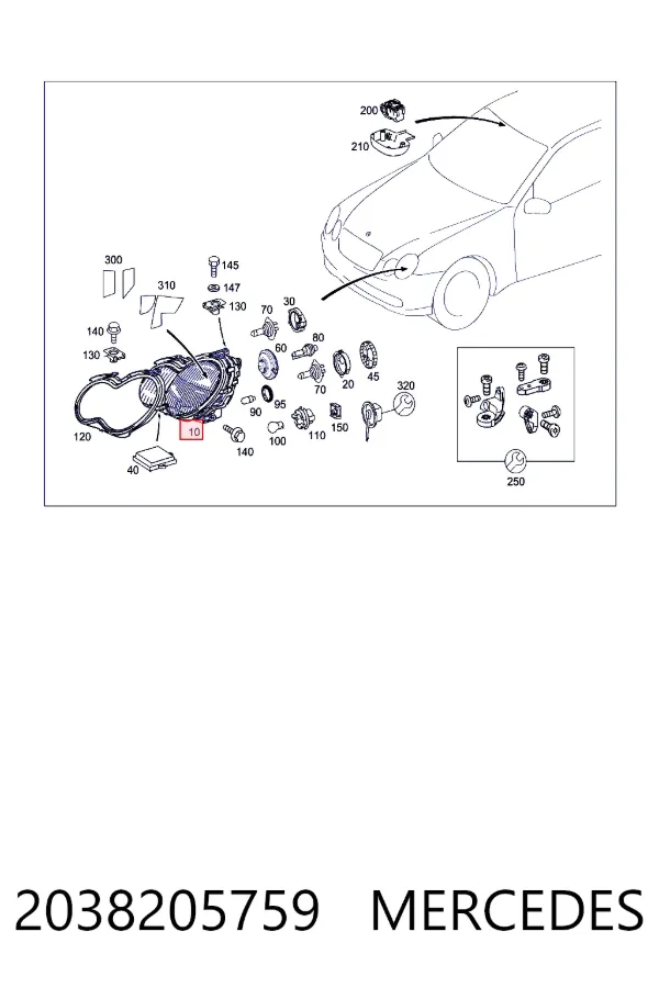 Фари Mercedes A2038205759 ціна, від 303.93 USD