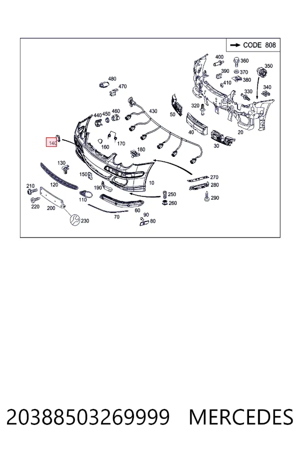 Купити A2038850326 Mercedes Заглушки буксирувального гака