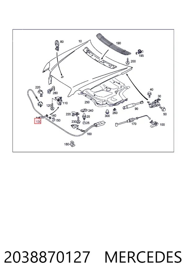 Язичок відкривання капота Mercedes A2038870127 ціна, від 3.47 USD