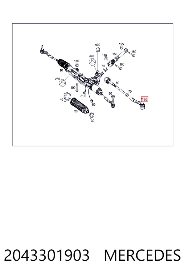 Наконечник рульовий Mercedes A2043301903 ціна, від 22.88 USD