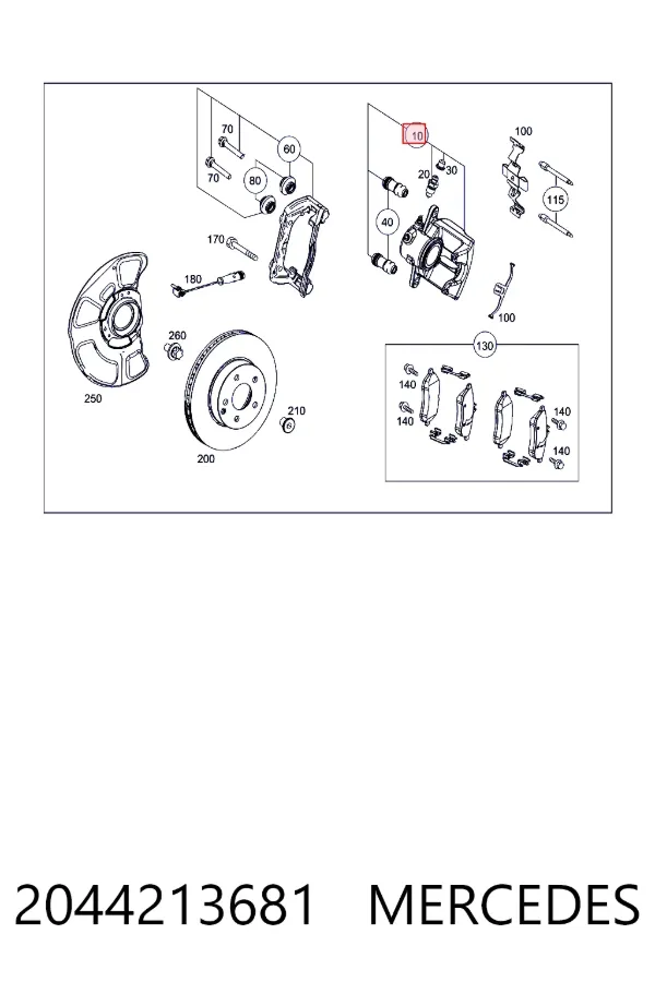 Купити A2044213681 Mercedes Супорт гальмівний передній правий
