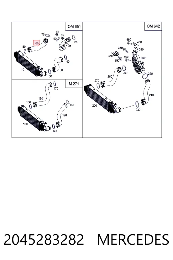 Шланг/патрубок інтеркуллера Mercedes A2045283282 ціна, від 44.00 USD