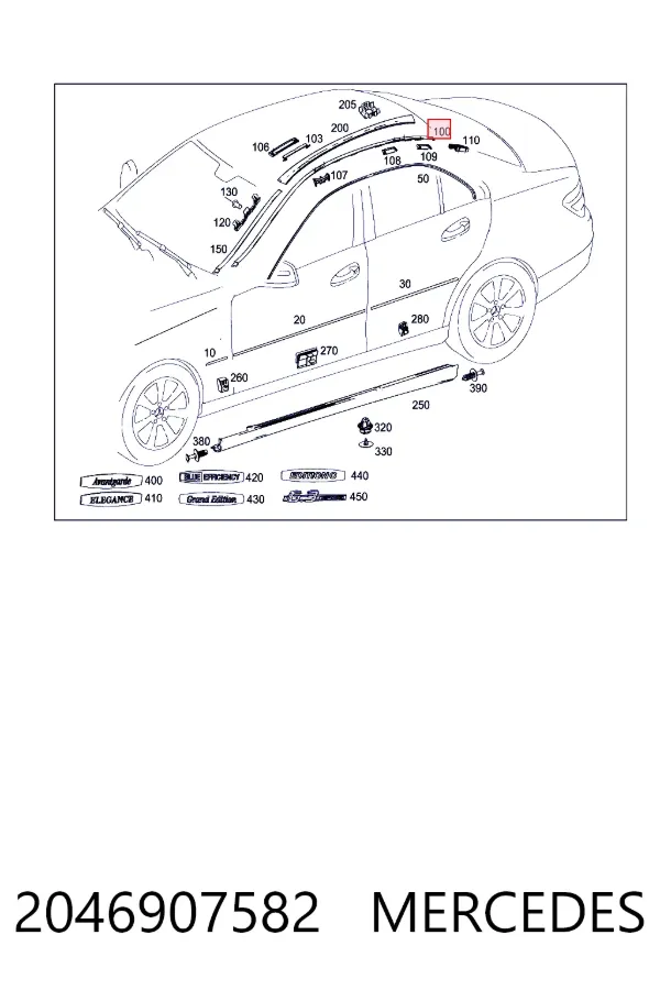 Молдинг даху, лівий A2046907582 Mercedes
