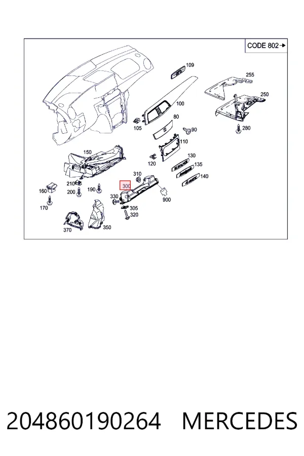 Купити A2048601902 Mercedes Подушка безпеки, водійська, AIRBAG, захисту колін