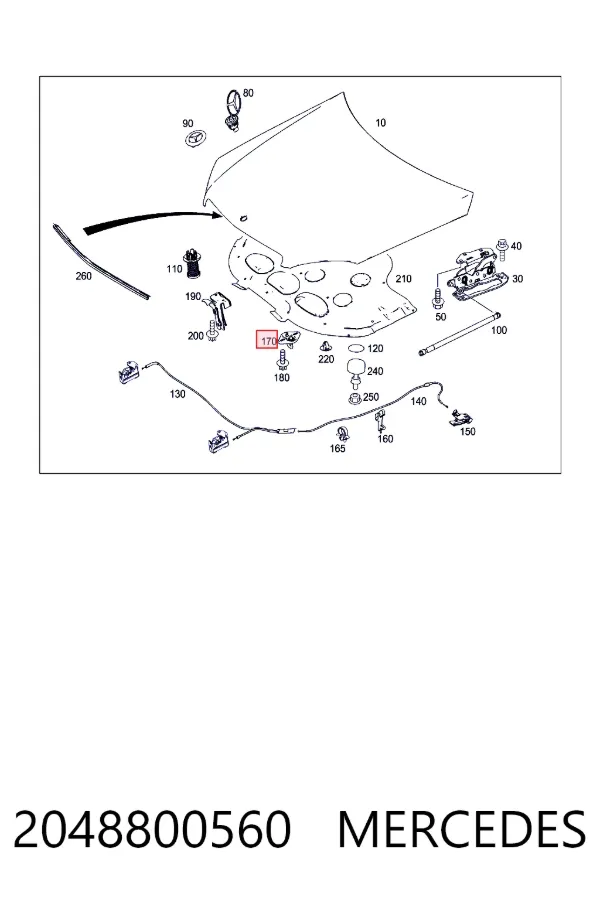 Замок кришки капота Mercedes A2048800560