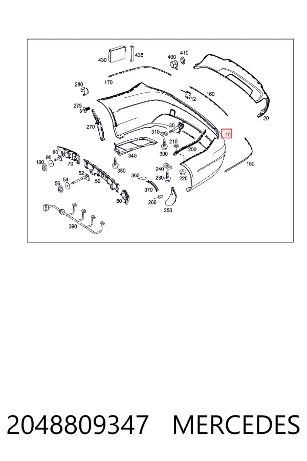 Кожух бампера заднього Mercedes A2048809347 ціна, від 135.45 USD