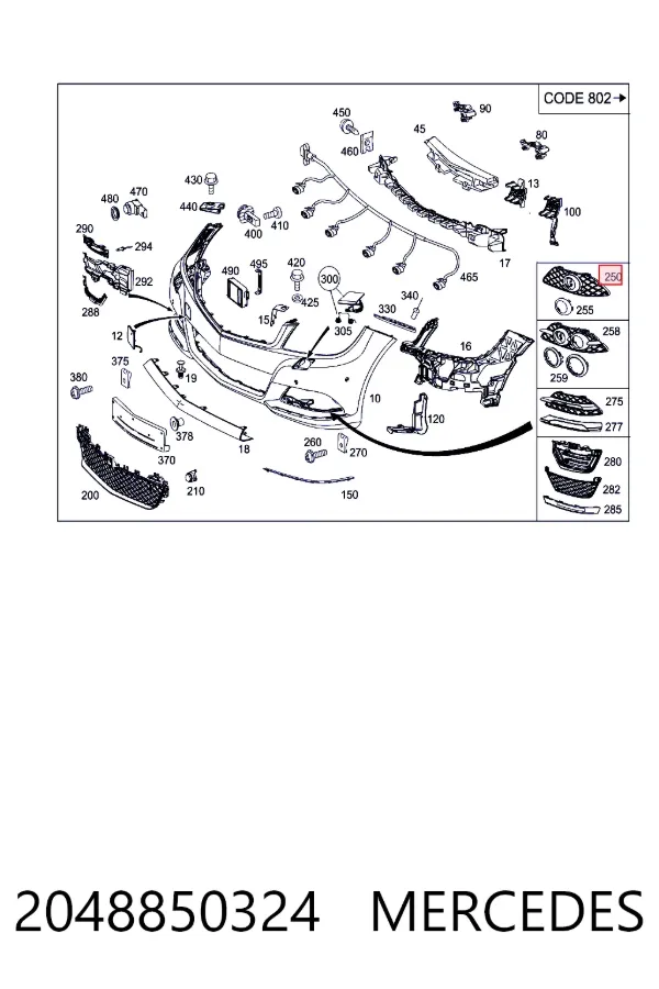  Mercedes A2048850324 ціна, від 19.00 USD