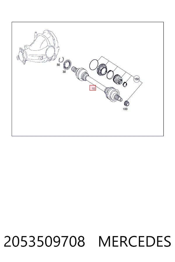 A2053509708 Mercedes Піввісь задня, ліва