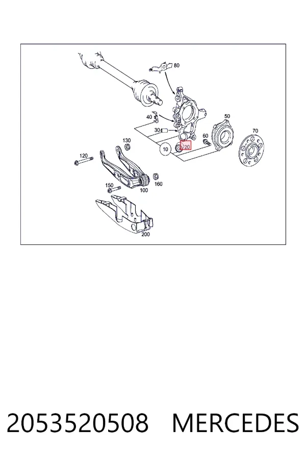 Сайлентблок цапфи задньої Mercedes A2053520508 ціна, від 9.48 USD