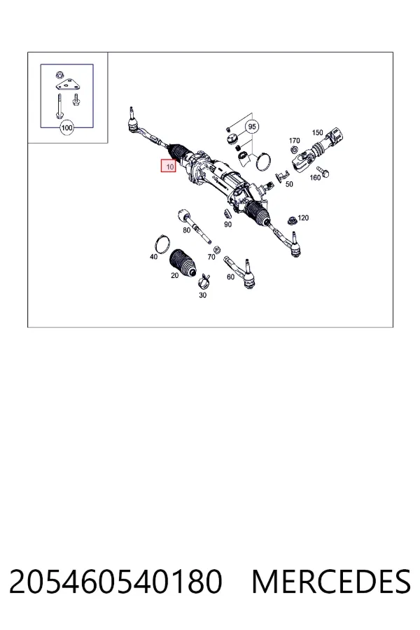 Купити A2054605401 Mercedes Рульова рейка