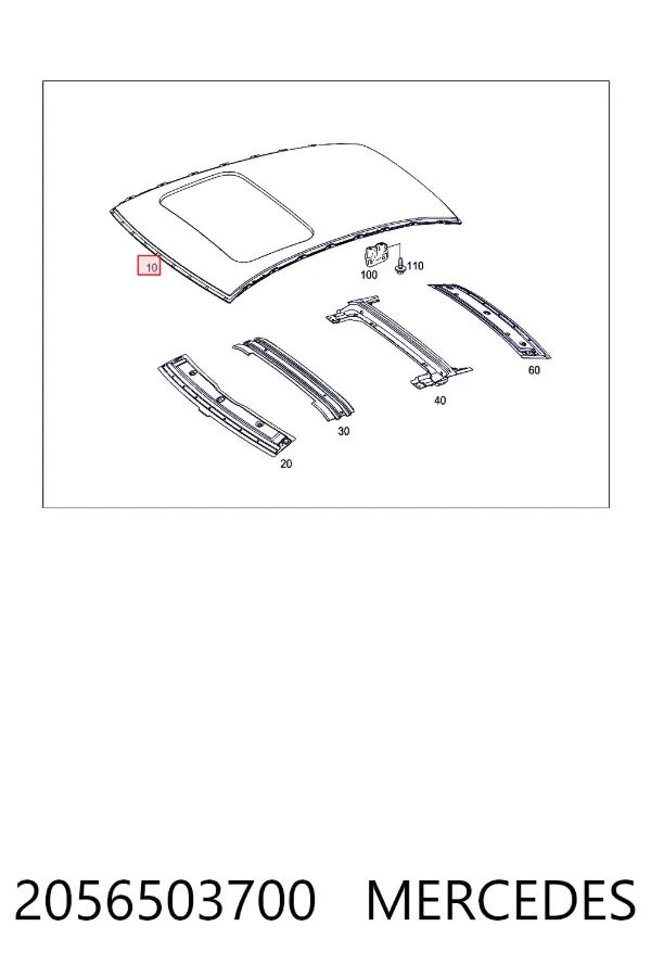 Дах кабіни в зборі Mercedes A2056503700 ціна, від 253.95 USD