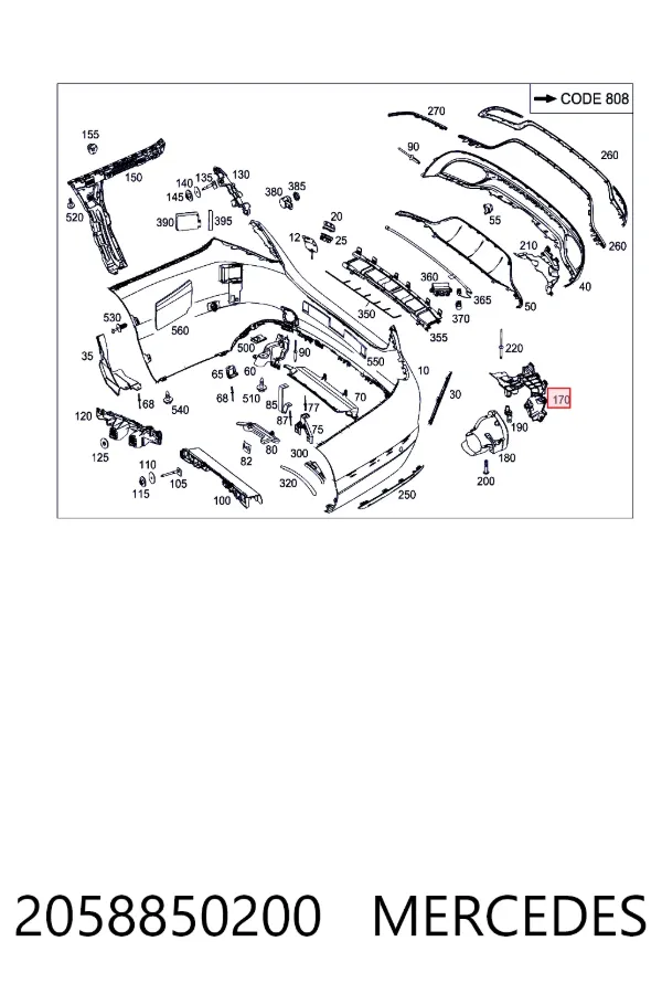 Кронштейн насадки глушника A2058850200 Mercedes