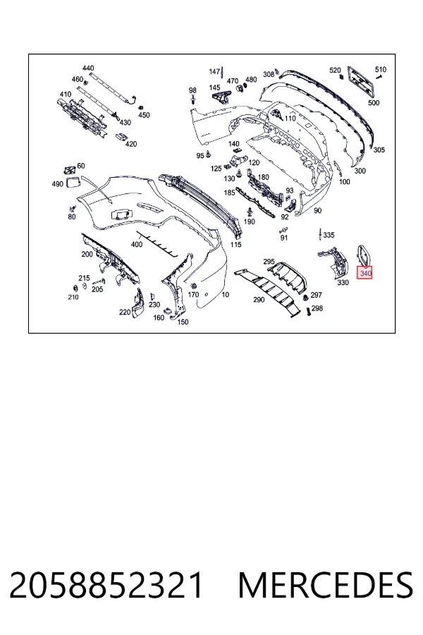 Накладка бампера заднього, права Mercedes A2058852321 ціна, від 46.17 USD