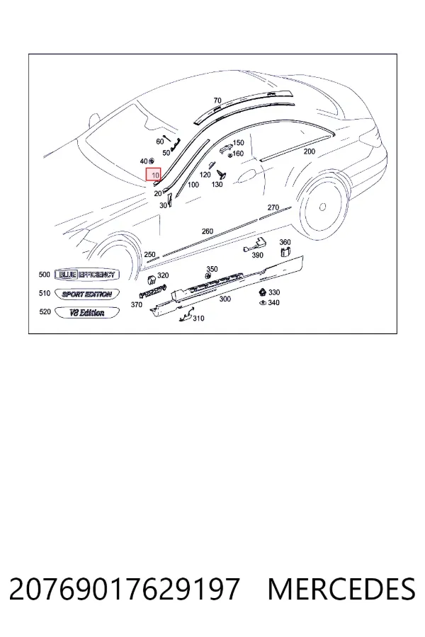 Купити A2076901762 Mercedes Молдинг даху, лівий