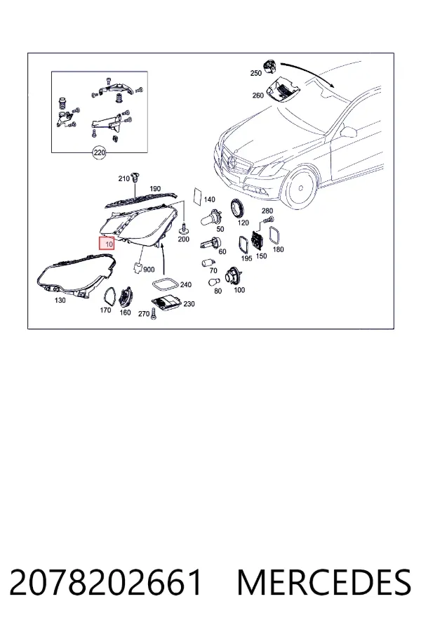 Фара правая Mercedes A2078202661 ціна, від 617.17 USD