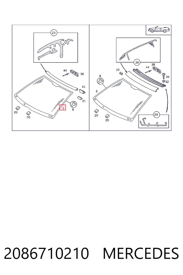 Купити A2086710210 Mercedes Вікно вітрове