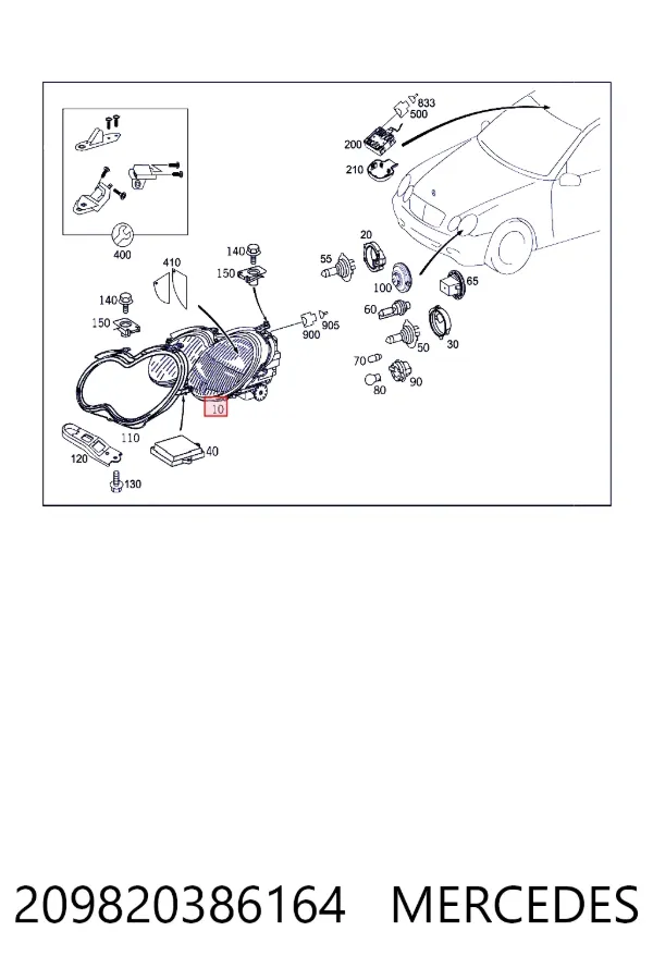 Купити A2098203861 Mercedes Права блок фара