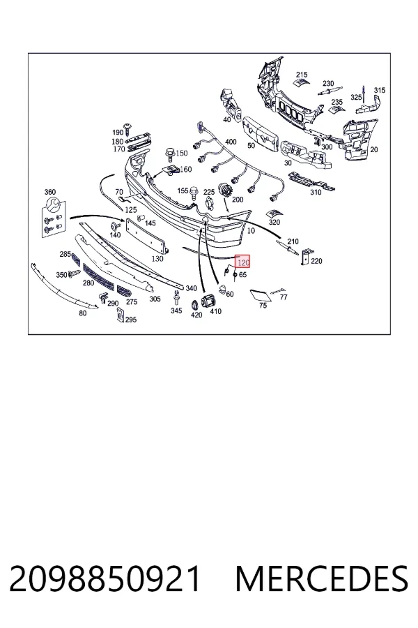 Молдинг переднього бампера, лівий Mercedes A2098850921 ціна, від 51.23 USD