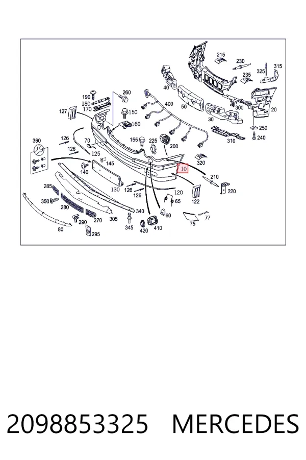 Купити A2098853325 Mercedes Буфер (бампер) передній
