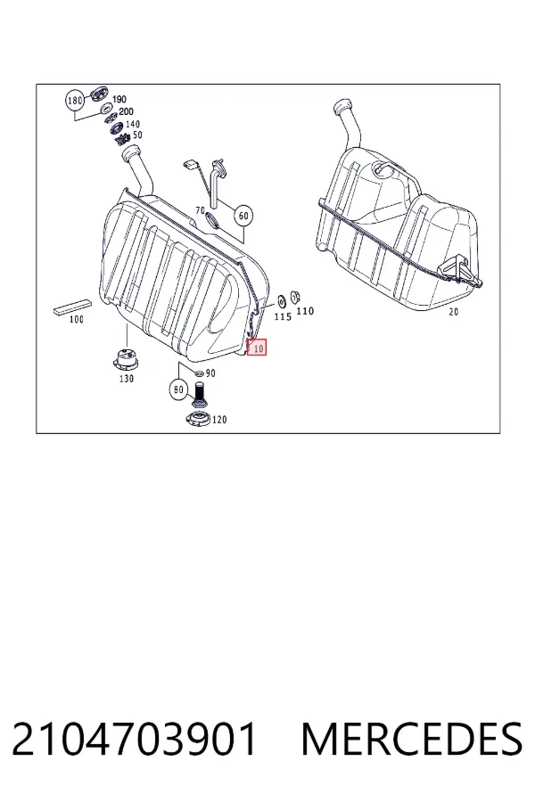 Б/бак Mercedes A2104703901 ціна, від 44.34 USD