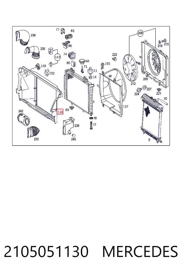 A2105051130 Mercedes повітропровід радіатора