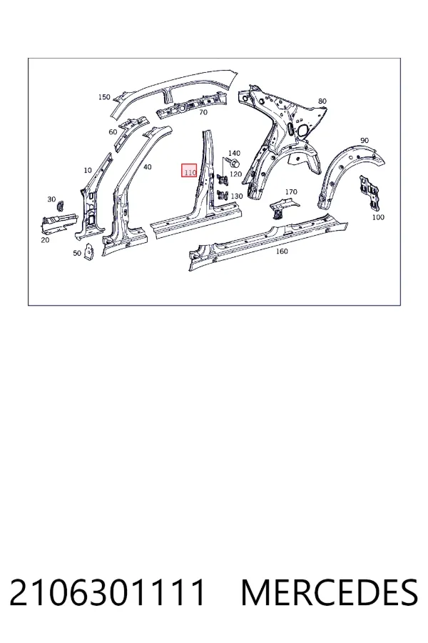 Стійка центральна, ліва Mercedes A2106301111 ціна, від 969.35 USD
