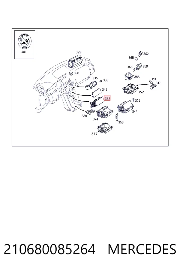 A2106800852 Mercedes Відсік для окулярів