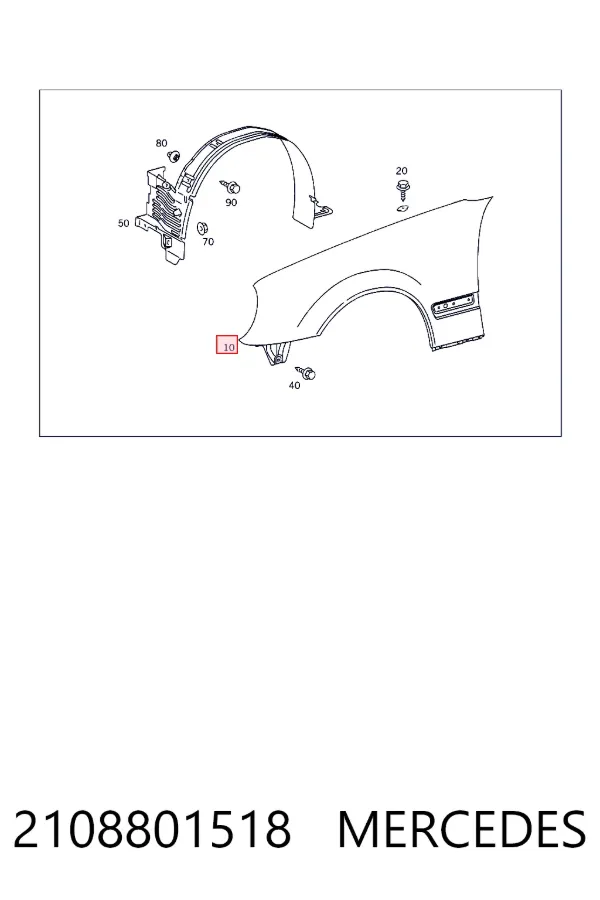 Ліве переднє крило Mercedes A2108801518 ціна, від 70.92 USD