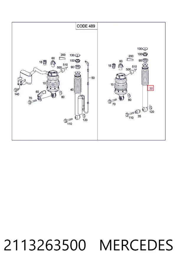 Купити A2113263500 Mercedes Стійка амортизатора задня