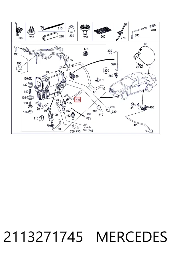 A2113271745 Mercedes Трубка пневмосистеми амортизаторів
