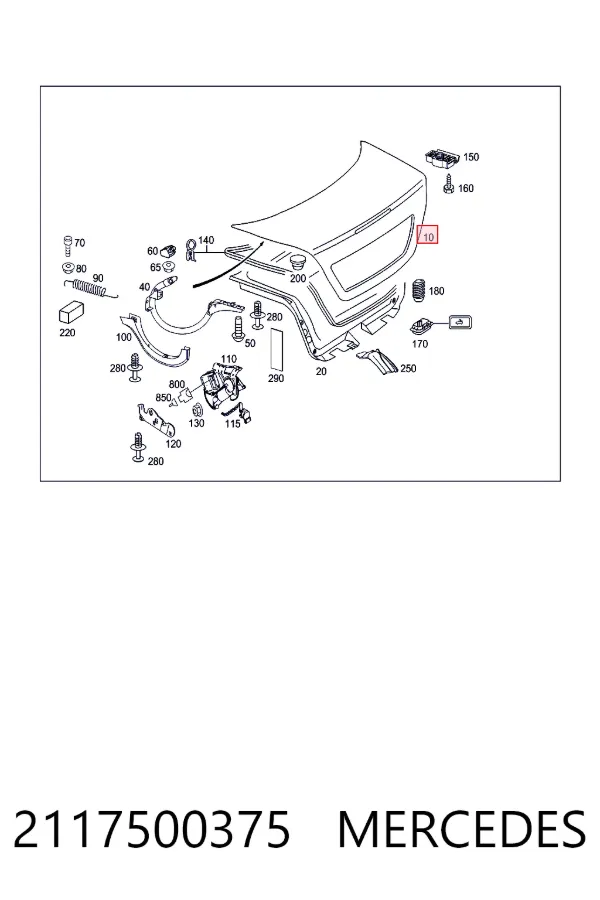 Кришка багажника A2117500375 Mercedes