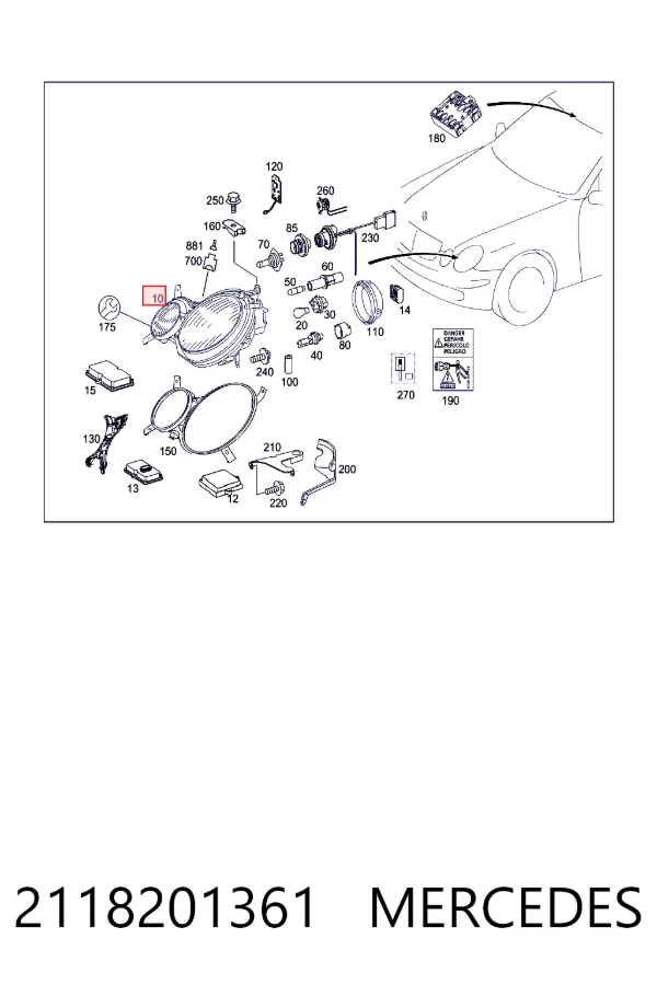 Фара ліва передня Mercedes A2118201361