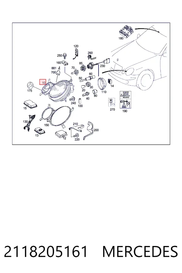 Купити A2118205161 Mercedes Основна фара в зборі ліва