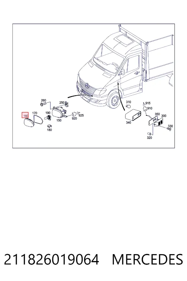 Купити A2118260190 Mercedes Скло протитуманні фари, лівою