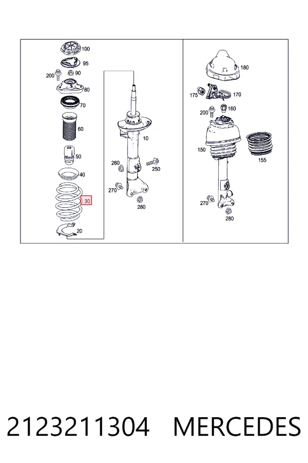 Пружина передня Mercedes A2123211304 ціна, від 38.19 USD