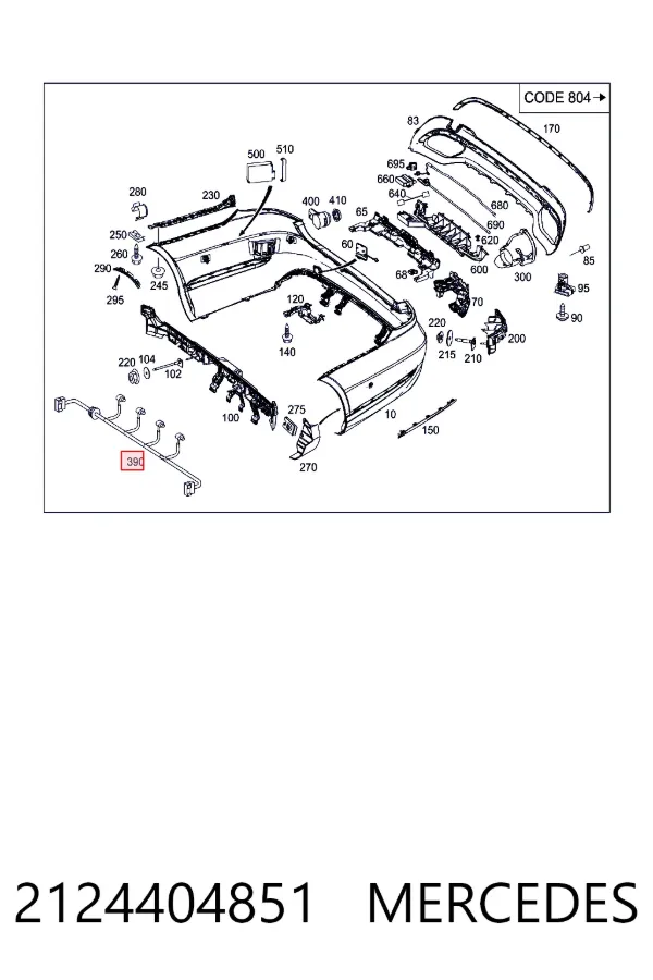 Проводка парктроніка переднього Mercedes A2124404851