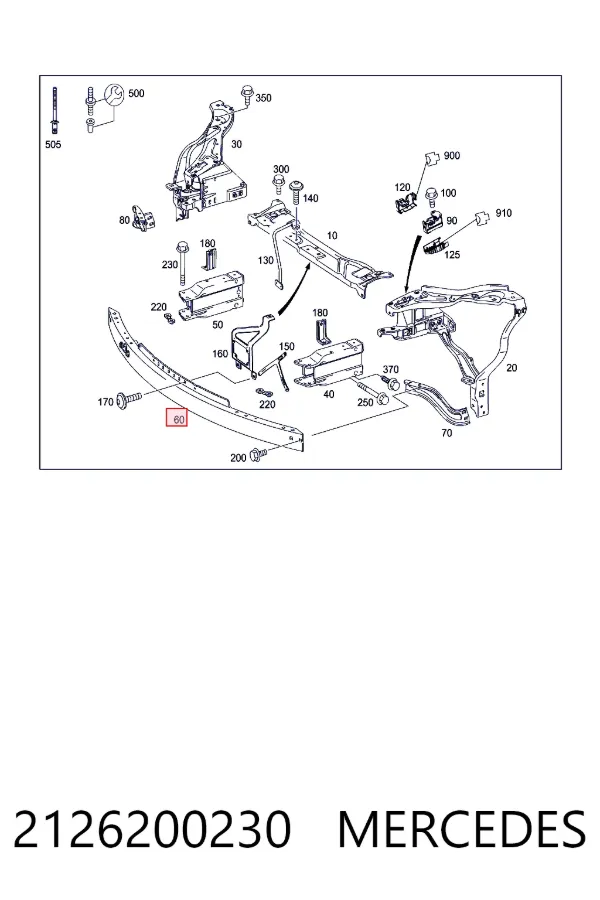 Шина бампера переднього Mercedes A2126200230 ціна, від 83.19 USD